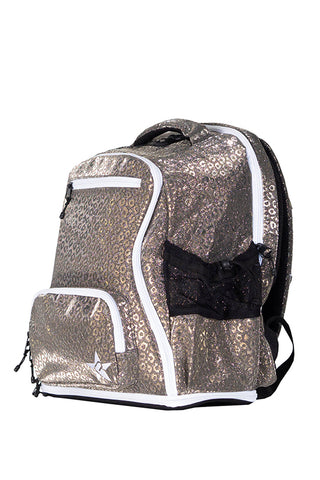 Leopard in Gunmetal Rebel Baby Dream Bag with White Zipper