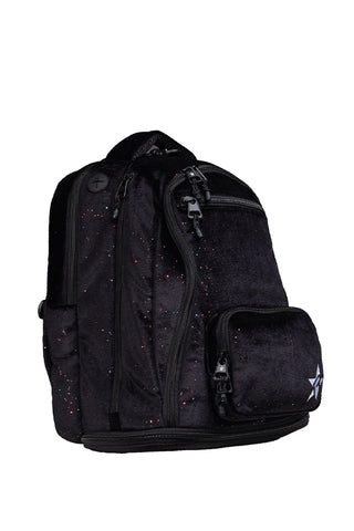 Velvet in Black Galaxy Sparkle Rebel Baby Dream Bag with Black Zipper