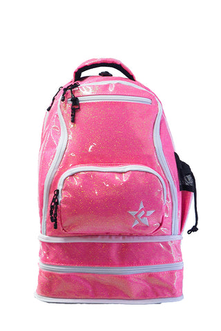 Glossy in Neon Pink Rebel Baby Dream Bag with White Zipper