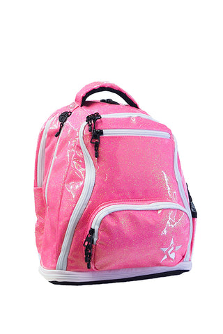 Glossy in Neon Pink Rebel Baby Dream Bag with White Zipper