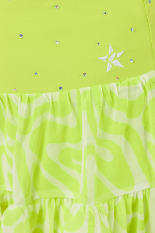 Zola Tiered Mesh Skirt In Lime