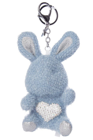 Fuzzy Love Bunny Keychain in Blue