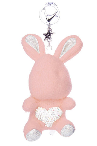 Fuzzy Love Bunny Keychain in Pink