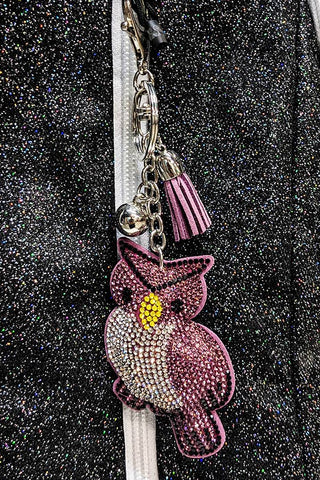 Crystal Owl Keychain in Purple