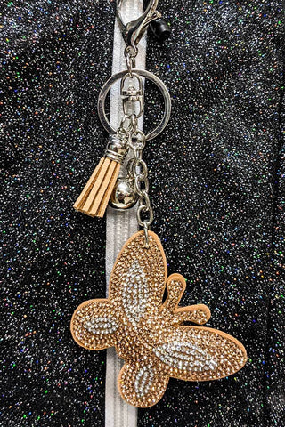Crystal Butterfly Keychain in Gold