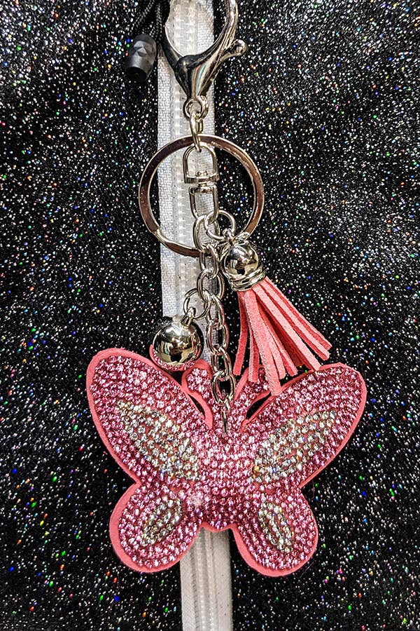 Crystal Butterfly Keychain in Pink – Rebel Athletic