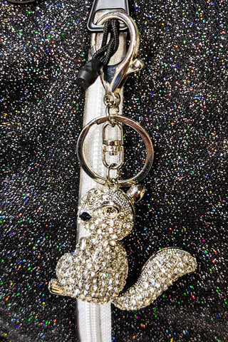 Crystal Squirrel Keychain in Silver