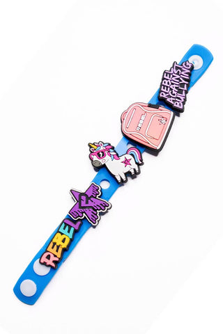 Blue Silicone Wristband with Charms
