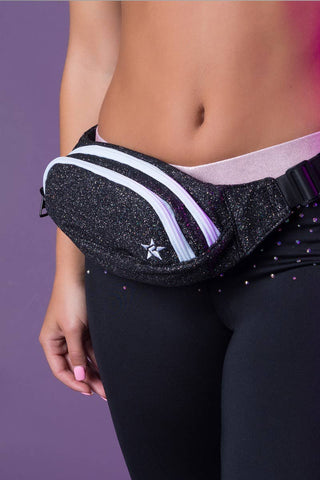 black glitter fanny pack youth