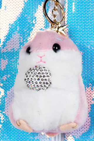 Hamster with Crystal Ball Keychain in Pink