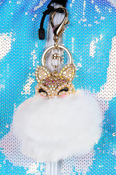 Fluff Crystal Fox Keychain in White – Rebel Athletic