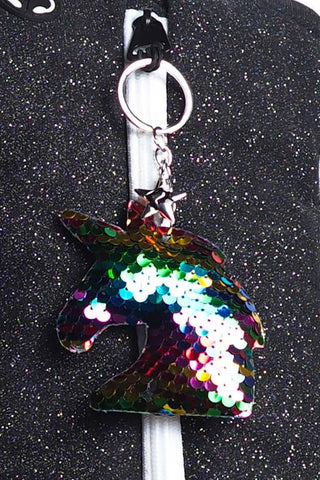 Rainbow Sequin Unicorn Keychain