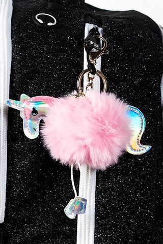 Pink Unicorn Fluff Keychain