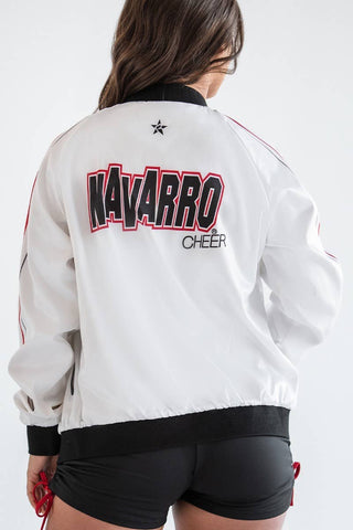 Navarro Cheer Bomber Jacket in White