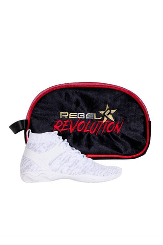 White cheer shoes with shoe bag