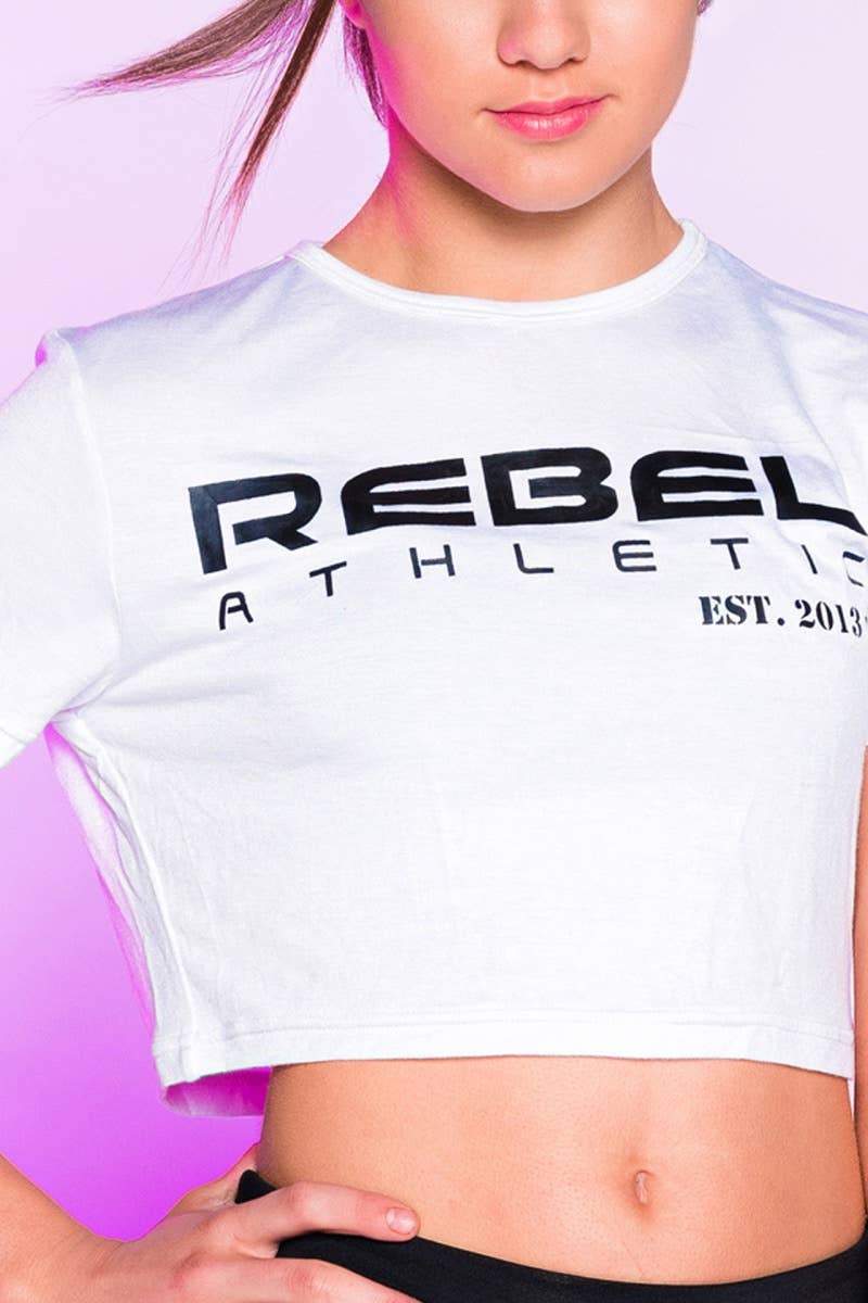 Rebel Athletic Est. 2013 Premium Cropped Tee in White