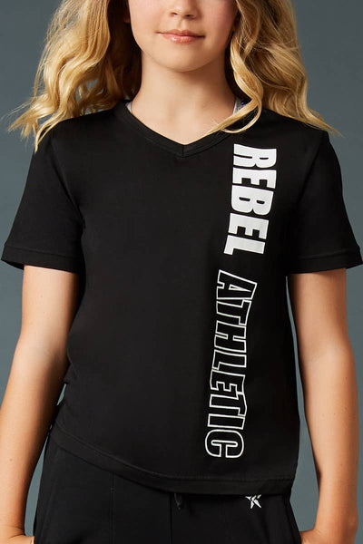 Rebel Athletic V-Neck Tee in Charcoal