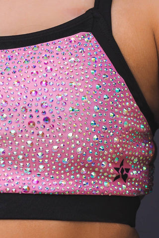 Rosie Sports Bra in Rose Gold with Opalescent Crystal Couture