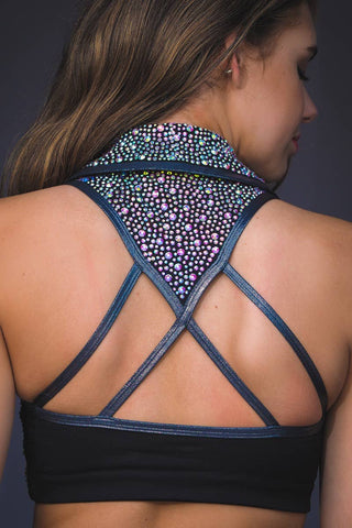 Colleen Sports Bra with Opalescent Crystal Couture - Special Order