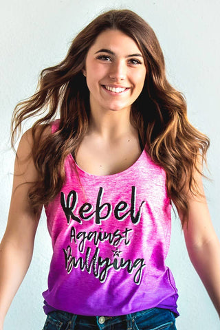 Rebel Against Bullying Pink and Purple Heathered Tank