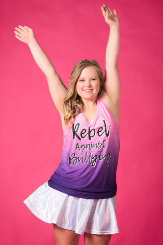Rebel Against Bullying Pink and Purple Heathered Tank