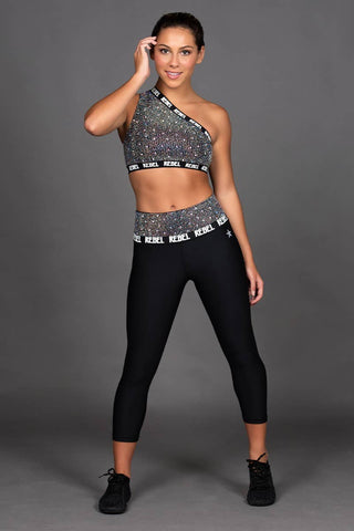 Crystal Couture One Shoulder Sports Bra - Special Order
