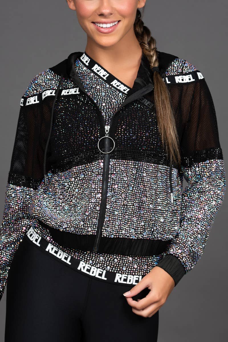 Mesh Crystal Couture Cropped Hoodie – Rebel Athletic