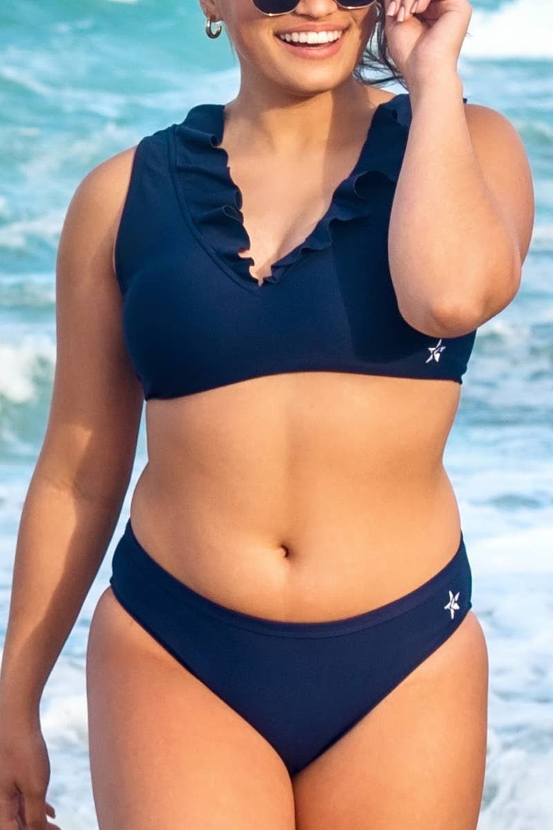 Wavey Bikini Top in Navy – Rebel Athletic