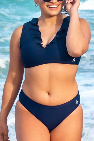 Wavey Bikini Top in Navy