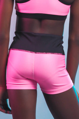 High Rise Compression Short in Pink and Black