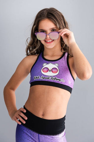 High Rise Compression Short in Purple Splatter