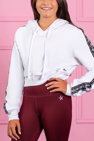 Cropped Hoodie in White Ribbon
