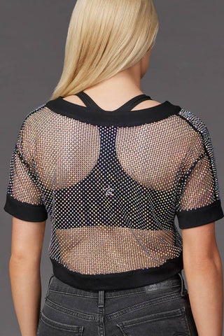 Mesh Crystal Couture Mid-Crop Top