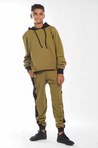 Cropped Hoodie in Forest Green