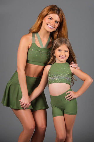 Dolce Sports Bra in Army Green Crystal