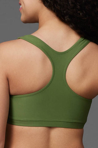 On the Go Sports Bra in Army Green Crystal