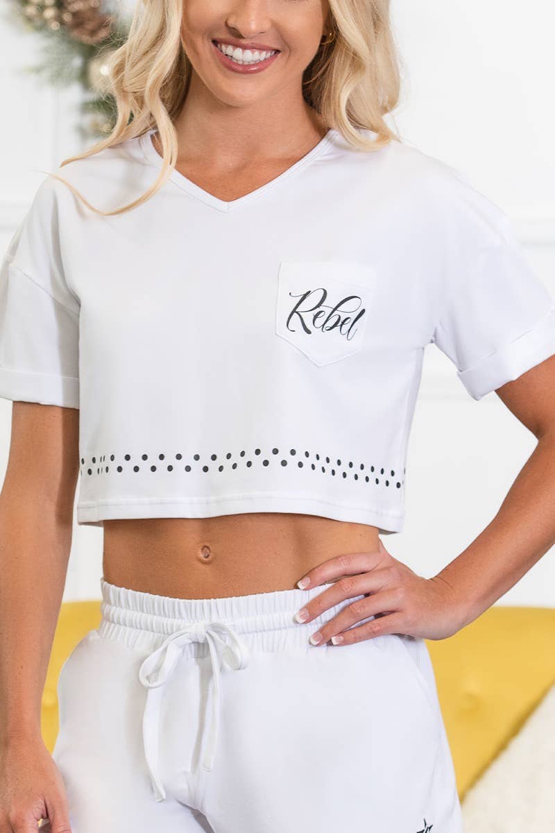 Lounge Cropped Tee in White Heather – Rebel Athletic