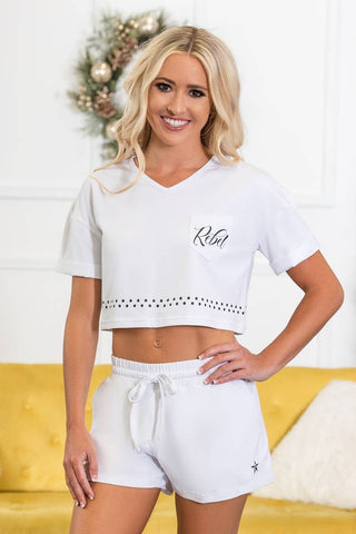 Lounge Cropped Tee in White Heather - FINAL SALE