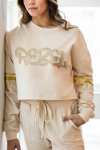 Cropped Pullover in Cream Drip