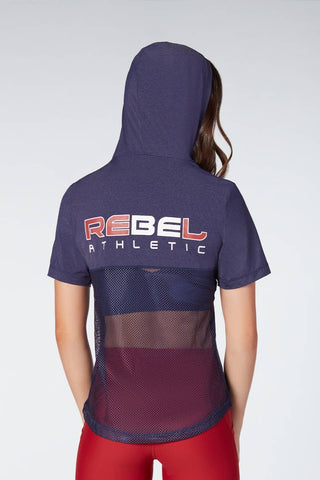 Lace Up Hoodie in Navy