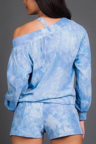 Slouch Pullover in Blue Tie Dye Wash