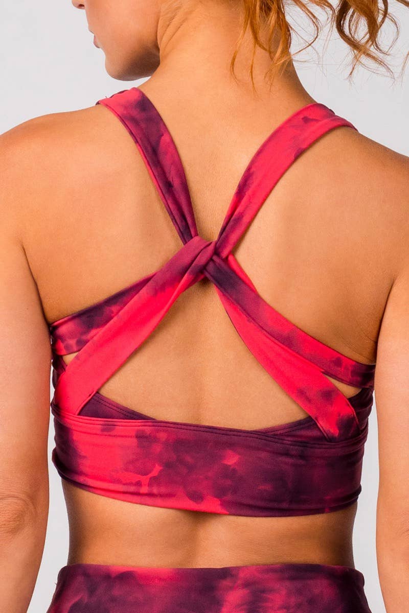 Kehlani Sports Bra in Magenta Tie Dye Wash