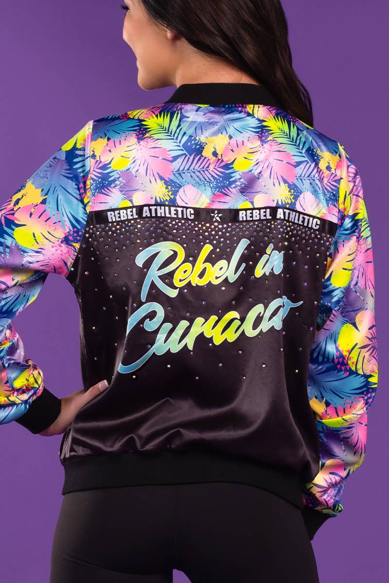 Rebel in Curacao Bomber Jacket in Neon Palms – Rebel Athletic