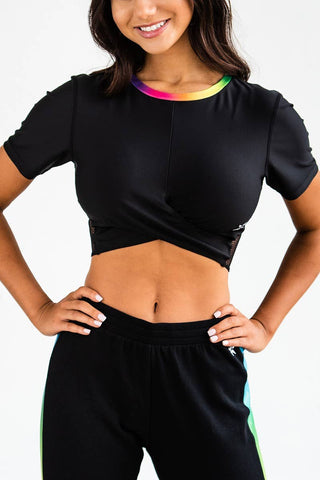Crossover Cropped Tee in Rainbow