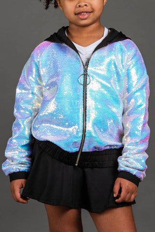 Bomber Jacket in Black Holosequin