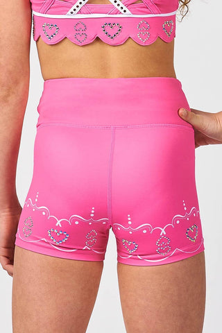 Scallop Compression Short in Pink Carnival - FINAL SALE