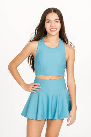 Cropped Racerback Tank in Arctic Blue