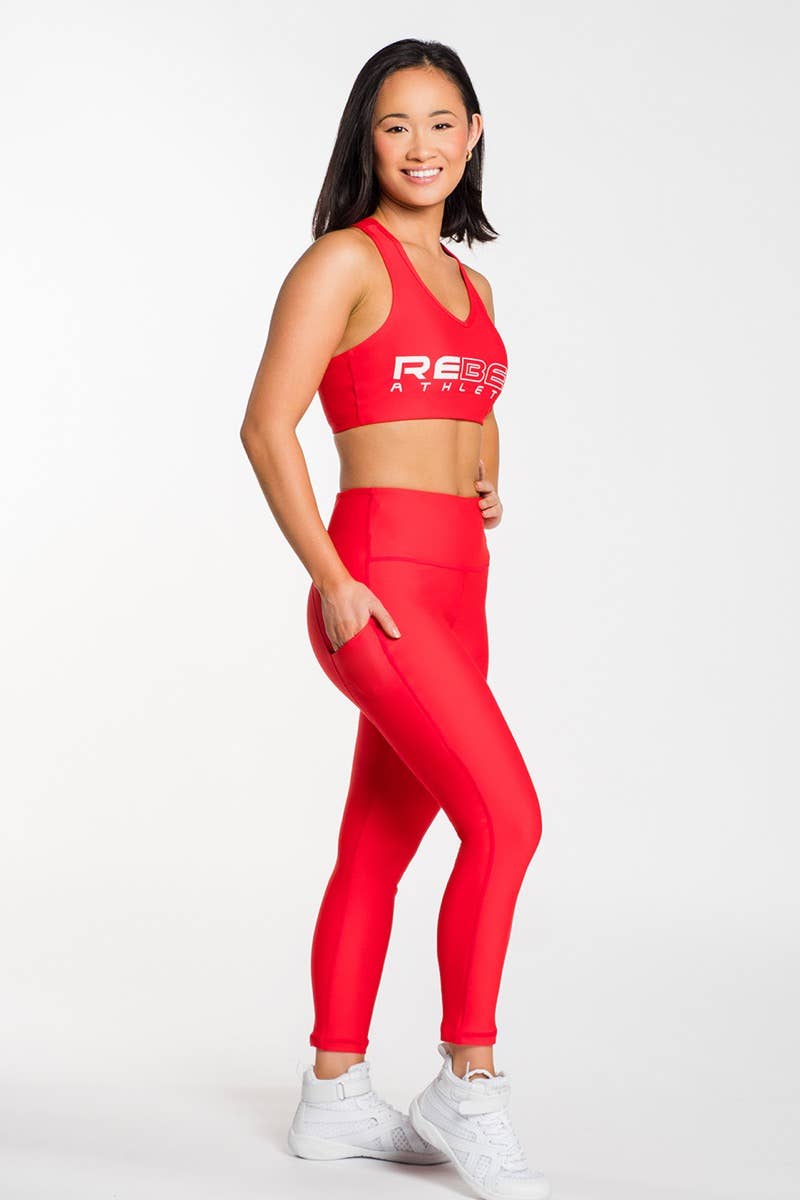 Red Feathers Leggings, Gym, Fitness & Sports Clothing