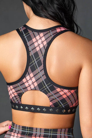 Mary Sports Bra in Sweet Coral Plaid