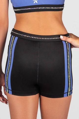Mid Rise Compression Shorts in Periwinkle Stripe